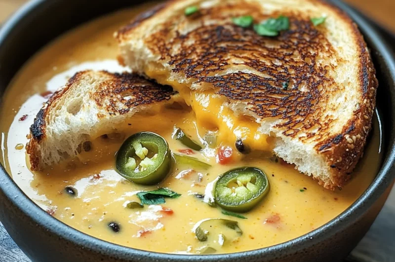 Spicy Jalapeño Popper Soup with Grilled Cheese Dippers