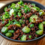 Spicy Keto Korean Ground Beef with Cucumber Salad