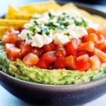 Triple Layer Guacamole Creamy Cotija and Confetti Salsa Party Dip