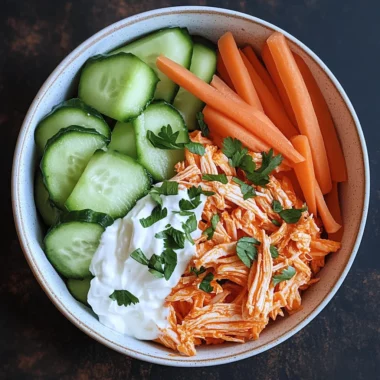 healthy buffalo chicken snack bowl (high protein)