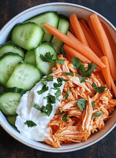 healthy buffalo chicken snack bowl (high protein)