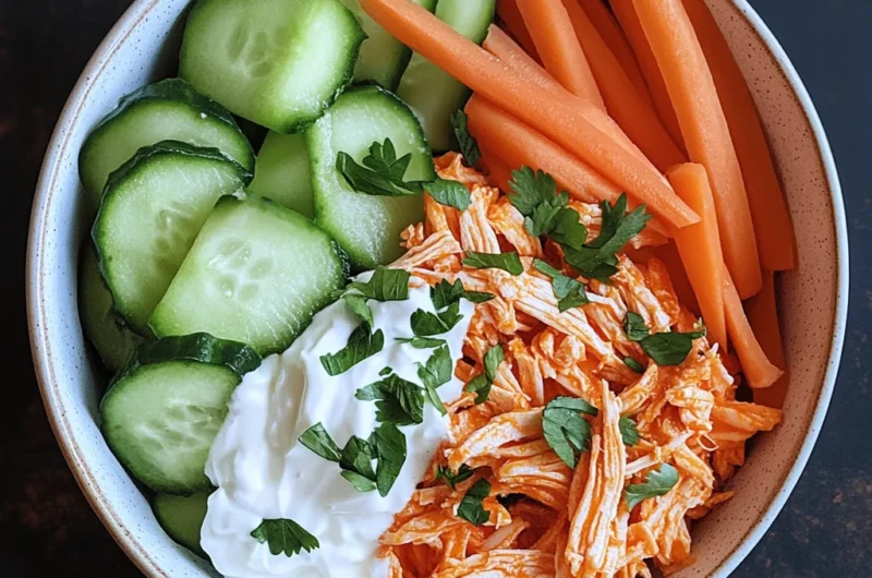 healthy buffalo chicken snack bowl (high protein)