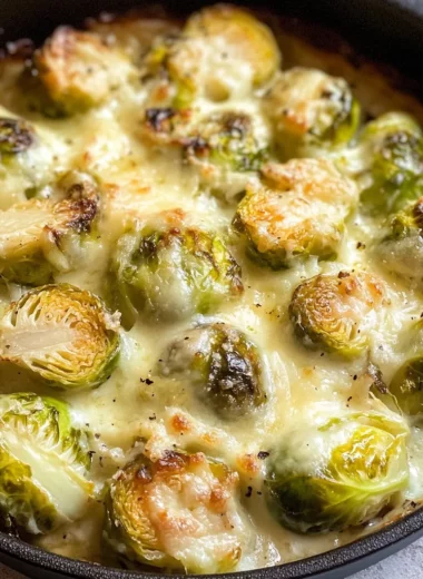 Garlicky Creamy Brussels Sprouts Au Gratin