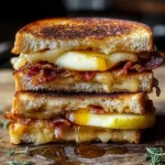 Hot Honey Apple Cheddar Beef Bacon Grilled Cheese
