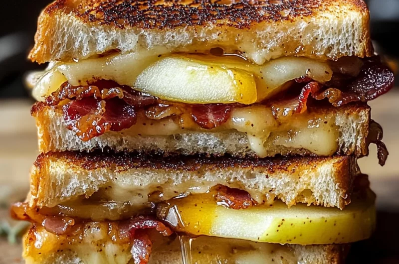 Hot Honey Apple Cheddar Beef Bacon Grilled Cheese