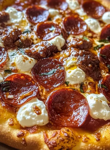 Hot Honey Beef Pepperoni Ricotta Pizza