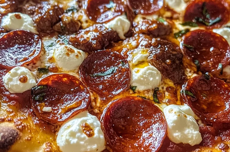 Hot Honey Beef Pepperoni Ricotta Pizza