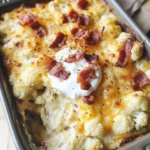 Loaded Cauliflower Casserole with Cheese and Bacon | KETO
