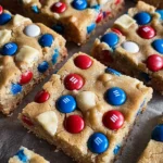 Red White and Blue M&M Cookie Bars