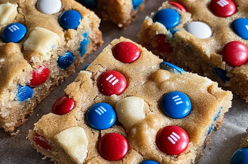 Red White and Blue M&M Cookie Bars