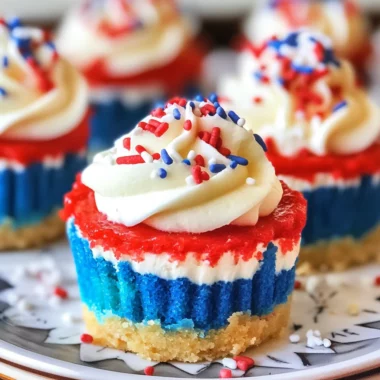 Red, White and Blue Mini Cheesecakes