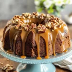 Toffee Pecan Bundt Cake with Caramel Drizzle