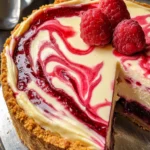 White Chocolate Raspberry Swirl Cheesecake