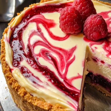 White Chocolate Raspberry Swirl Cheesecake