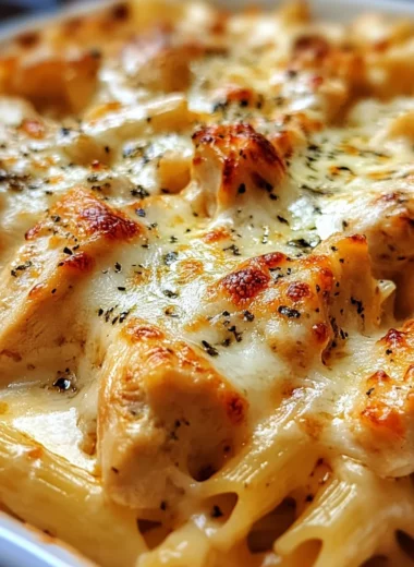 Baked Creamy Chicken Mozzarella Pasta