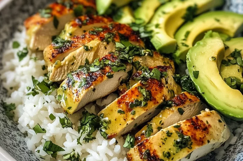 Cilantro Lime Chicken with Avocado and Jasmine Rice