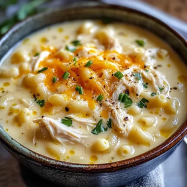 Creamy Chicken Macaroni Cheese Soup