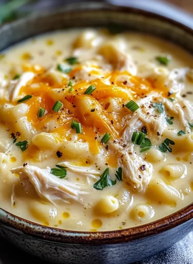 Creamy Chicken Macaroni Cheese Soup