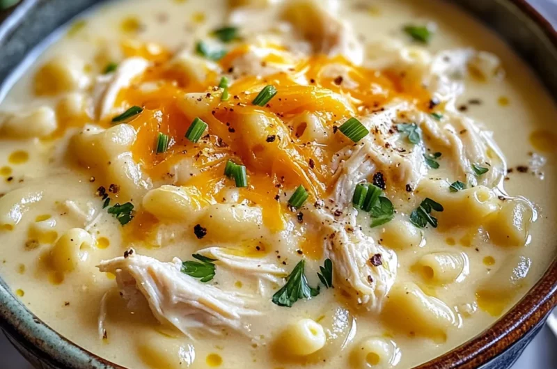 Creamy Chicken Macaroni Cheese Soup