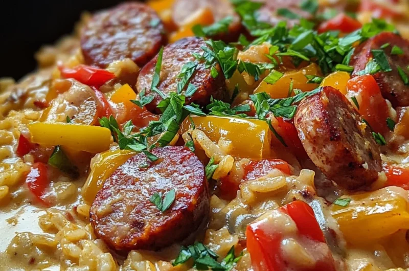 Creamy Smoky Cajun Sausage And Rice Skillet