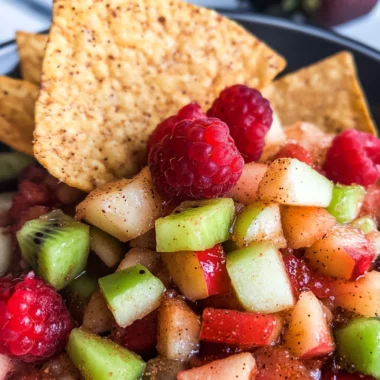 Fruit Salsa with Cinnamon Sugar Tortilla Chips