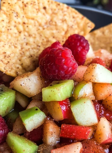 Fruit Salsa with Cinnamon Sugar Tortilla Chips