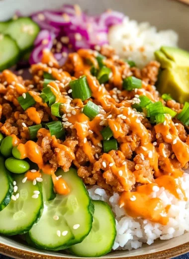 Ground Turkey Rice Bowls with Bang Bang Sauce