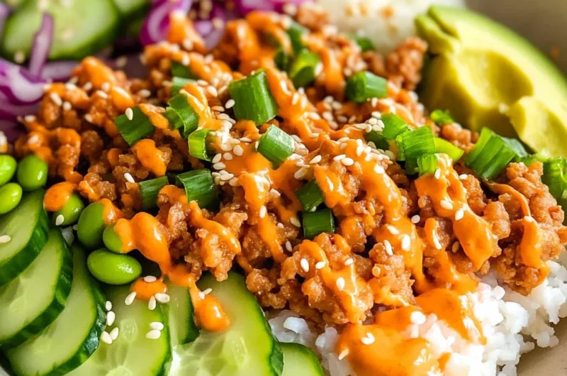 Ground Turkey Rice Bowls with Bang Bang Sauce