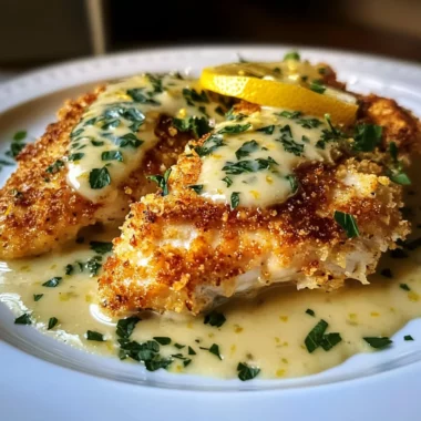 Lemon Pecorino Crusted Chicken with Creamy Lemon Sauce