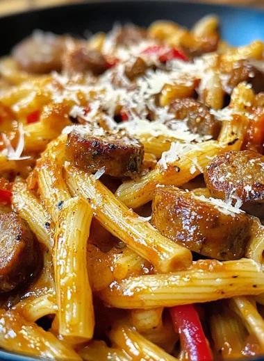 One-Pan Fiery Creamy Honey BBQ Sausage Pasta