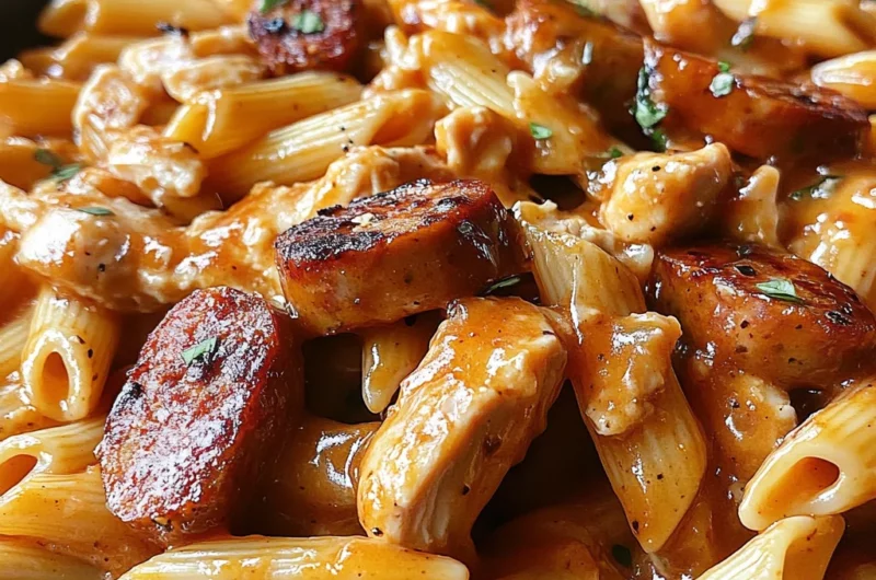 One-Pot Maple Honey BBQ Chicken & Sausage Pasta