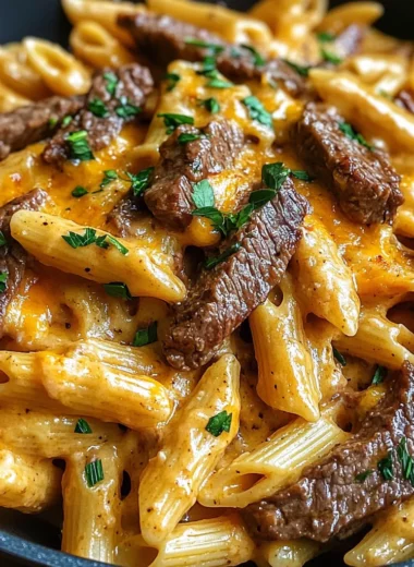 One-Skillet Creamy BBQ Ranch Steak Pasta
