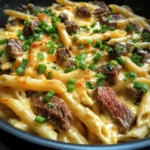 One Pan Bold Buffalo White Cheddar Steak Pasta