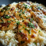 One Pan Honey Garlic Parmesan Chicken and Rice