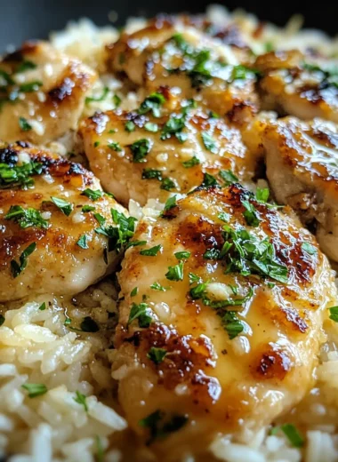 One Pan Honey Garlic Parmesan Chicken and Rice