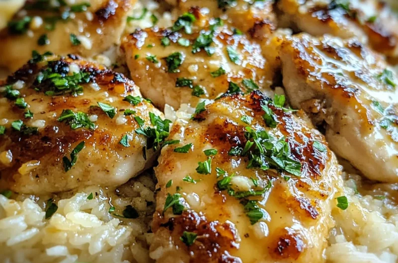 One Pan Honey Garlic Parmesan Chicken and Rice