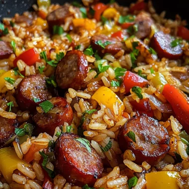 One Pan Smoky Honey BBQ Sausage Rice