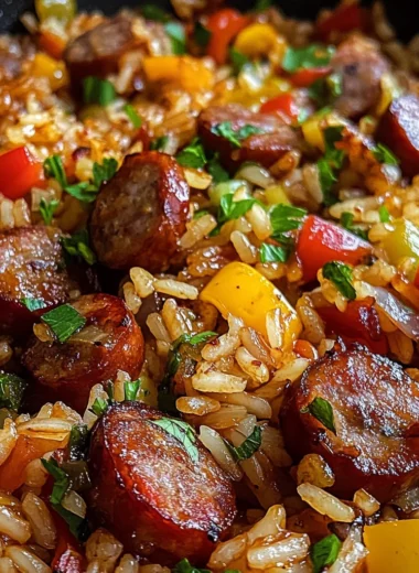 One Pan Smoky Honey BBQ Sausage Rice