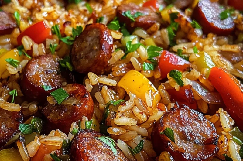 One Pan Smoky Honey BBQ Sausage Rice