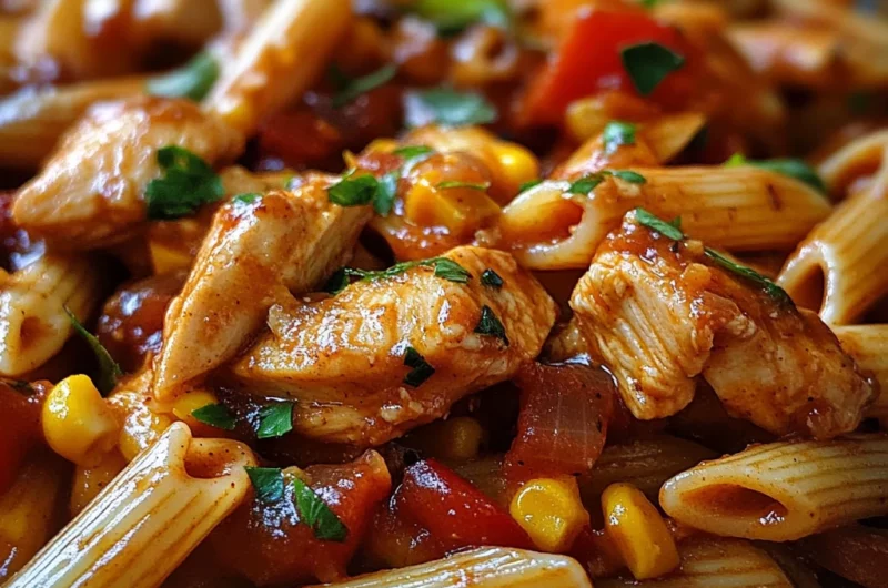 One Pot Sweet Chili BBQ Chicken Pasta