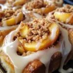 Peach Cobbler Cinnamon Rolls With Crumb Topping for Blissful Mornings