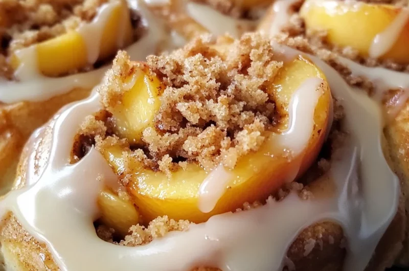 Peach Cobbler Cinnamon Rolls With Crumb Topping for Blissful Mornings