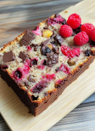 Raspberry Dark Chocolate Banana Bread
