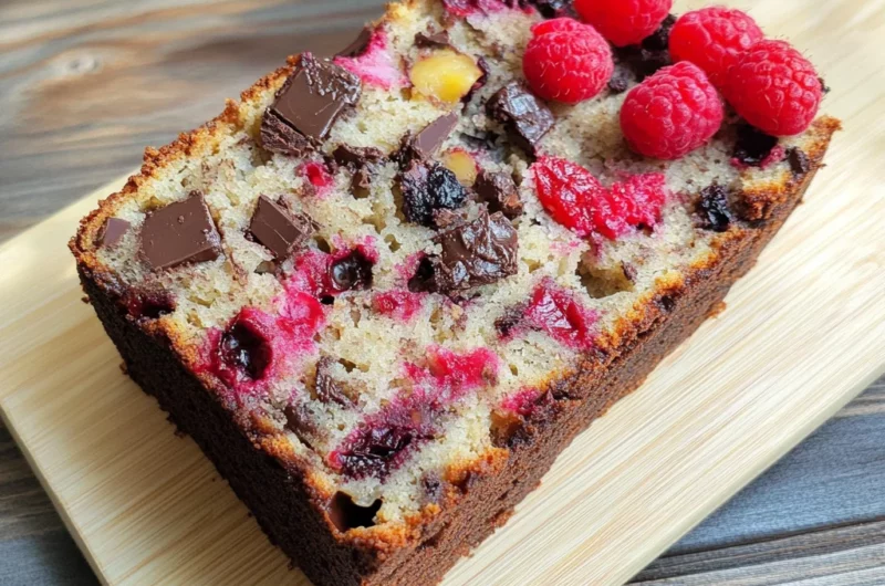 Raspberry Dark Chocolate Banana Bread