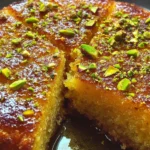 Saffron Pistachio Basbousa Recipe: A Middle Eastern Delight