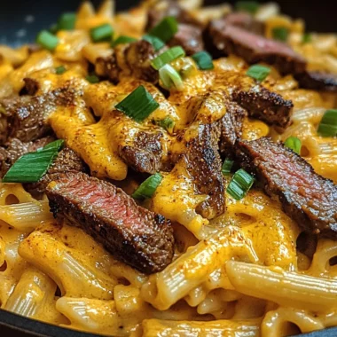 Skillet Creamy Spicy Cajun Steak & Cheddar Pasta