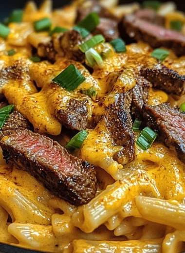 Skillet Creamy Spicy Cajun Steak & Cheddar Pasta