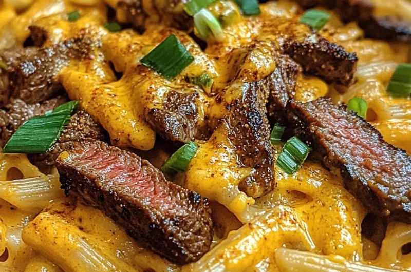 Skillet Creamy Spicy Cajun Steak & Cheddar Pasta