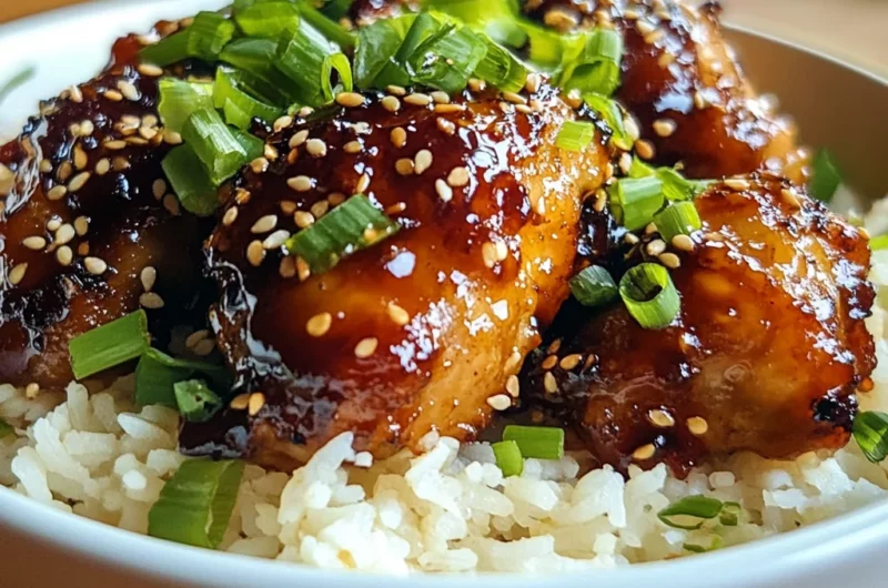 Sticky Honey Garlic Butter Chicken Rice