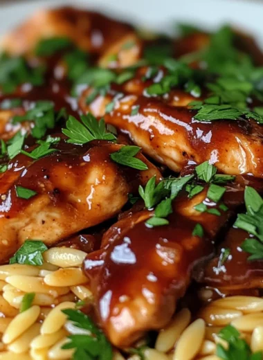Sticky Sweet Honey BBQ Chicken Orzo